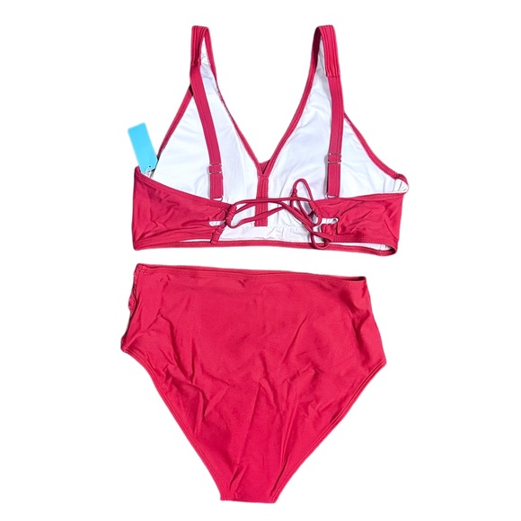 NWT Red High Waisted Tummy Control Full Coverage Bikini - Med - Picture 6 of 7